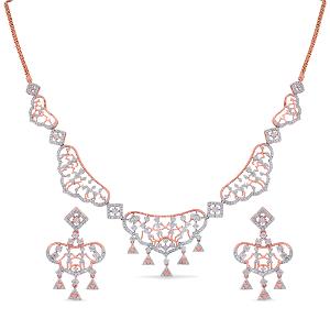 Buy 14 Karat Gold & Diamond Necklace Set