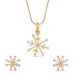 Buy Shimmering Snowflake Diamond Pendant Set
