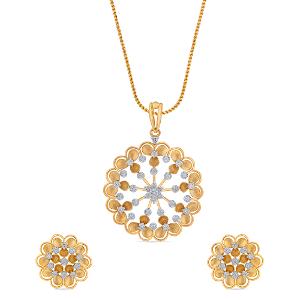 Buy 18 Karat Gold & Diamond Pendant Set