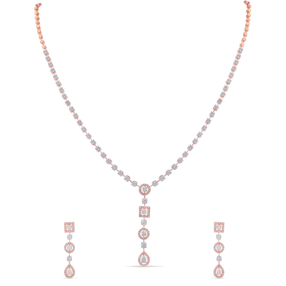 Buy 18 Karat Gold & Diamond Necklace Set