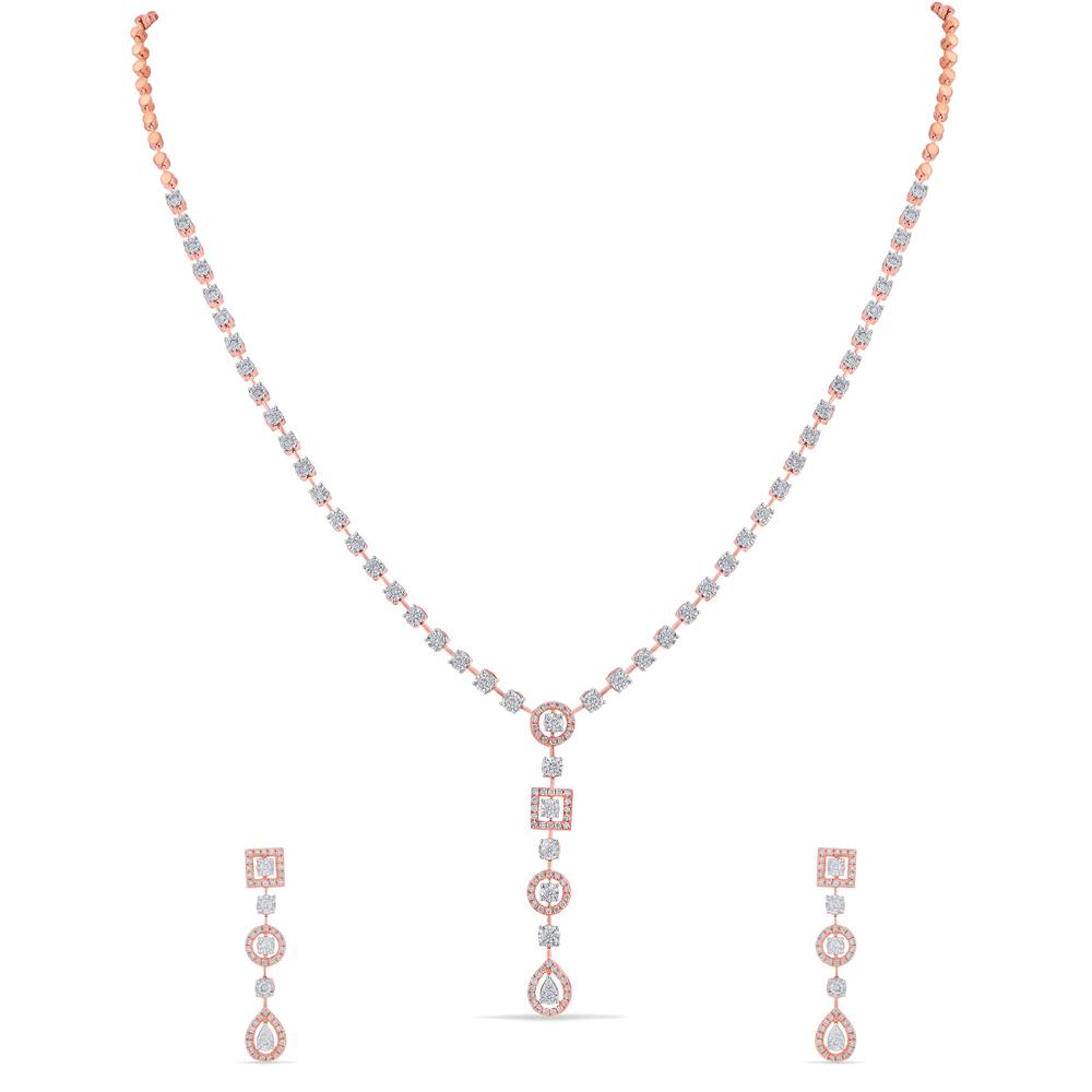 Buy 18 Karat Gold & Diamond Necklace Set