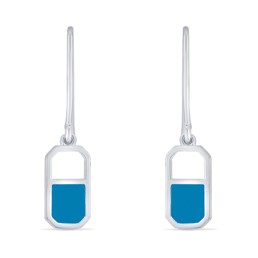 Buy Blue Enamel Tag Silver Earrings