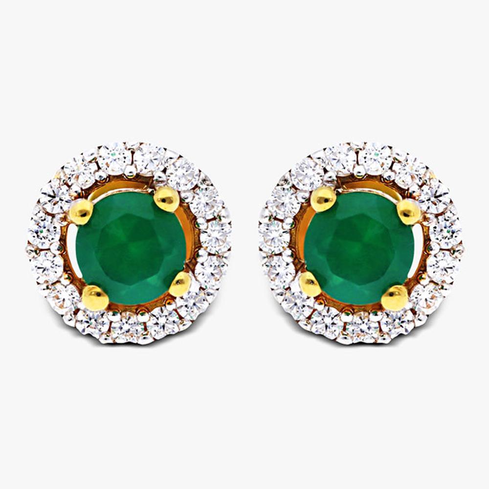 Buy Two Tone Plated Round Design 22 Kt Gold & Cubic Zircon Earrings