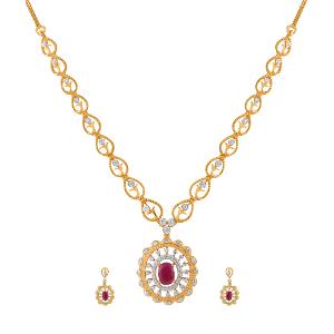 Buy 14 Karat Gold & Diamond Necklace Set