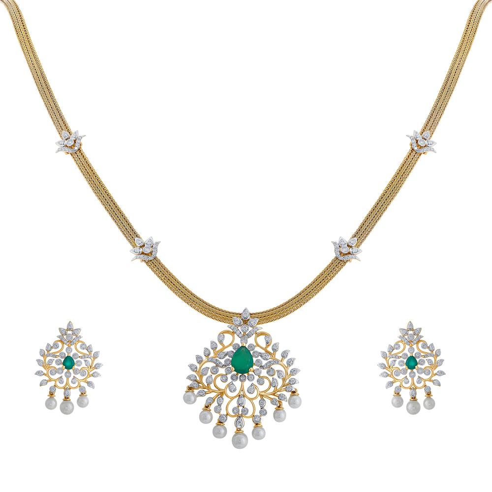 Buy Kalptaru Varalakshmi Diamond Necklace Set
