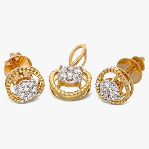 Buy 14 Karat Gold & Diamond Pendant Set