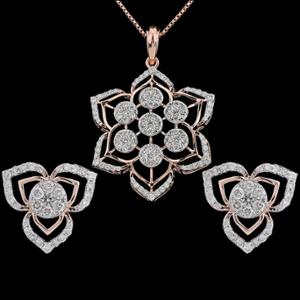 Buy 18 Karat Gold & Diamond Pendant Set