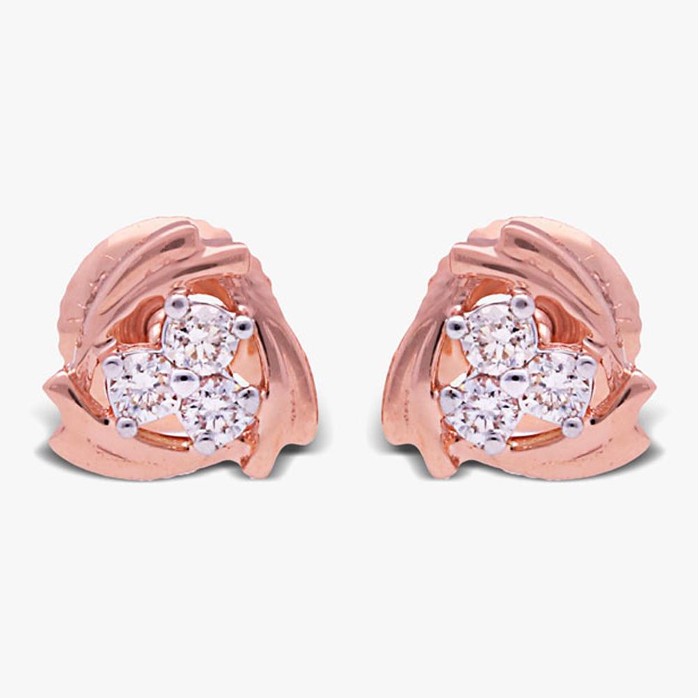 Buy Two Tone Plated Fancy Design 14 Kt Gold & Diamond Earrings