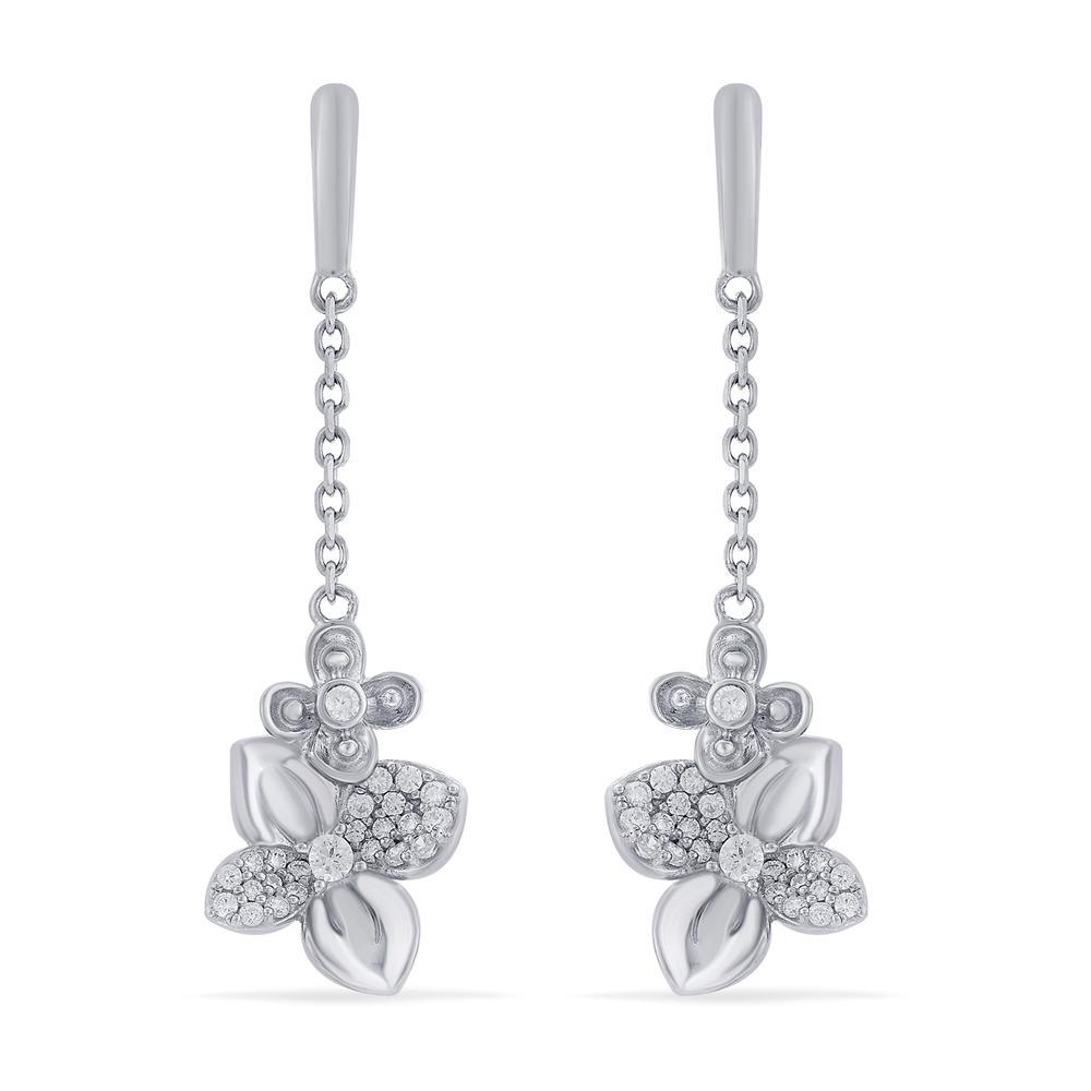 Buy Whimsical Floral Drop Silver Earrings