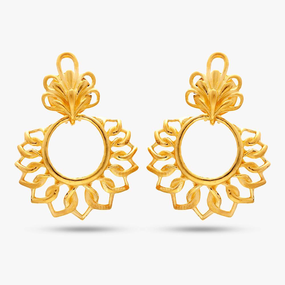 Buy Yellow Finish Floral Design 22 Kt Gold Earrings