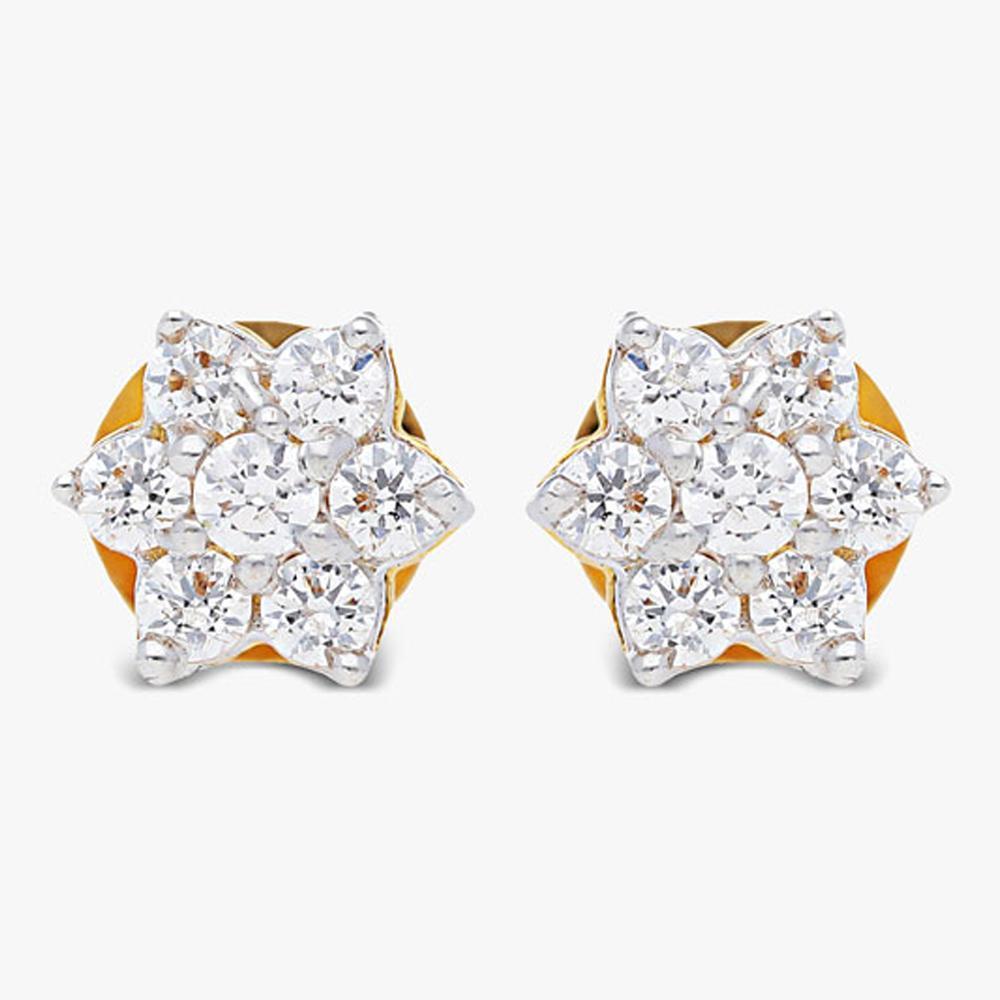 Buy Floral Design 22 Kt Gold & Cubic Zircon Earrings