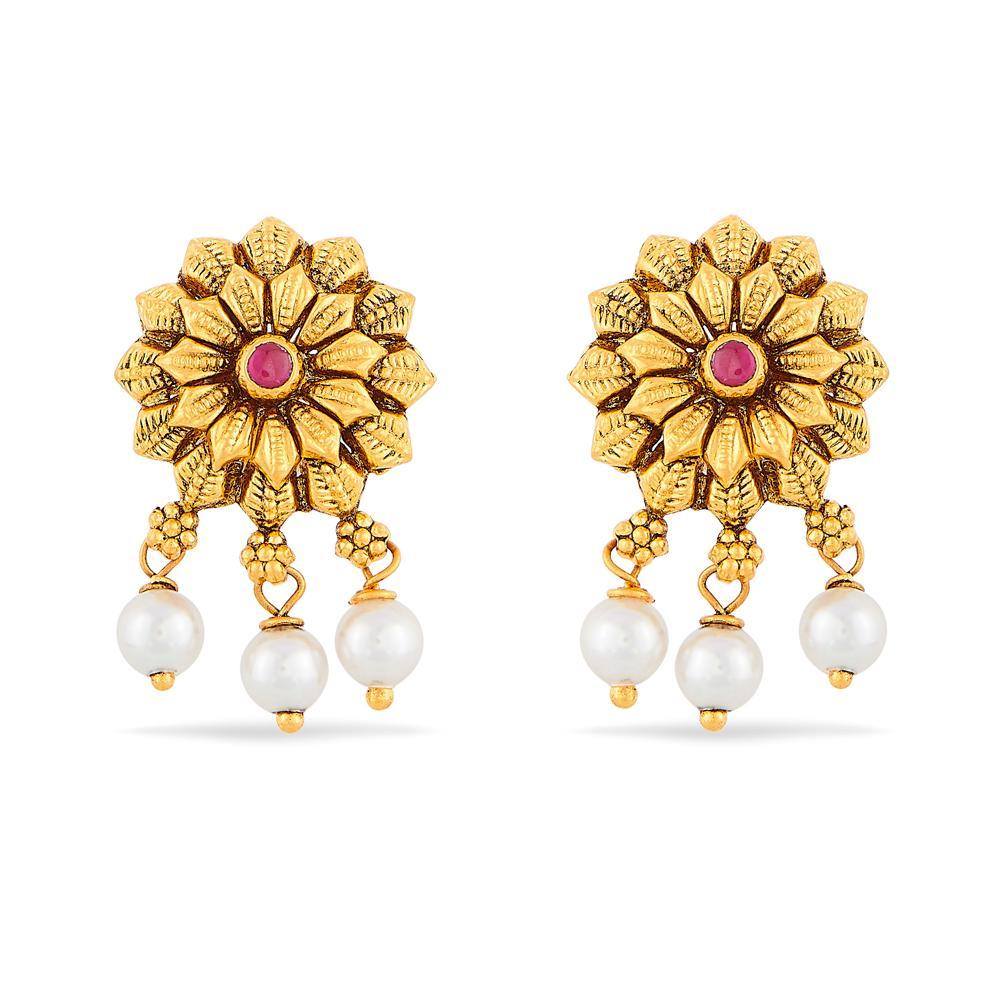 Buy Antique Gold Flower Earrings