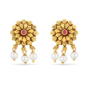 Buy Antique Gold Flower Earrings