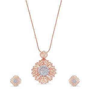 Buy 18 Karat Gold & Diamond Pendant Set