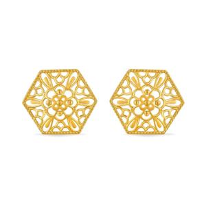 Buy 22 Karat Gold Hexagonal Filigree Earrings