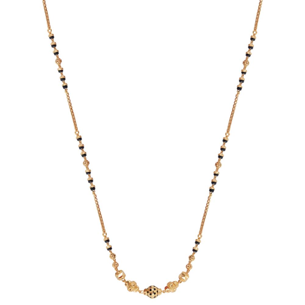 Buy Yellow Finish Round Design Single Line 22 Kt Gold Mangalsutra