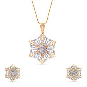 Buy 14 Karat Gold & Diamond Pendant Set