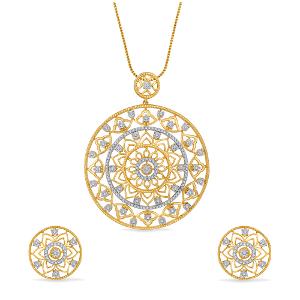 Buy 14 Karat Gold & Diamond Pendant Set