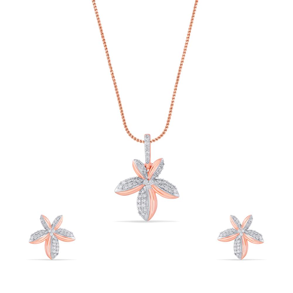 Buy 18 Karat Gold & Diamond Pendant Set