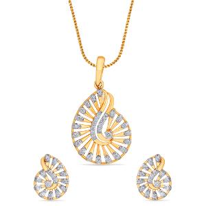 Buy 18 Karat Gold & Diamond Pendant Set