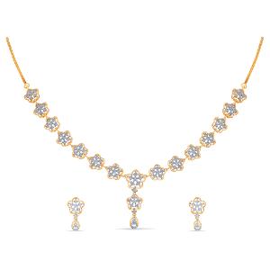 Buy 18 Karat Gold & Diamond Necklace Set
