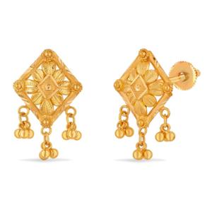 Buy 22 Karat Textured Gold Earring with Danglers