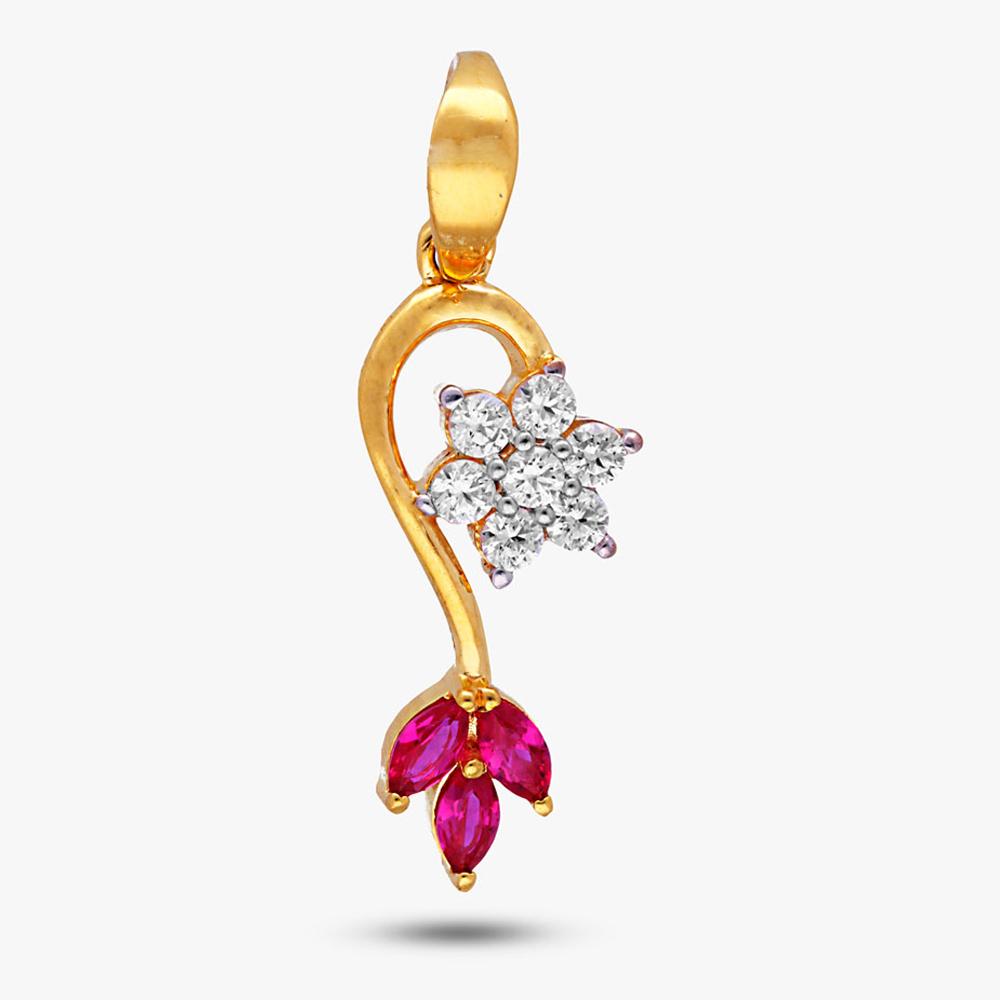 Buy Two Tone Plated Floral Design 22 Kt Gold Pendant