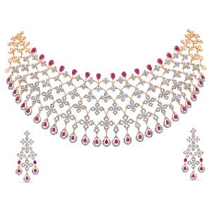 Buy 14 Karat Gold & Diamond Necklace Set