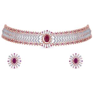 Buy 14 Karat Gold & Diamond Necklace Set