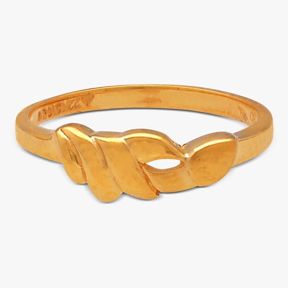Buy Yellow Finish Leaf Design 22 Kt Gold Ring For Women