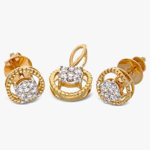 Buy 14 Karat Gold & Diamond Pendant Set