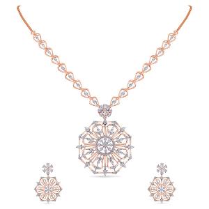 Buy 14 Karat Gold & Diamond Necklace Set