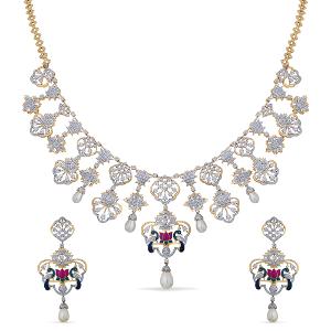 Buy 14 Karat Gold & Diamond Necklace Set