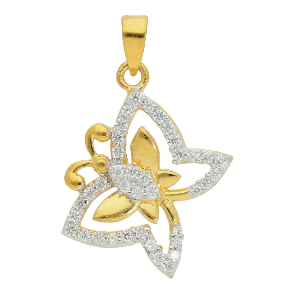 Buy Two Tone Plated Butterfly Design 22 Kt Gold Pendant