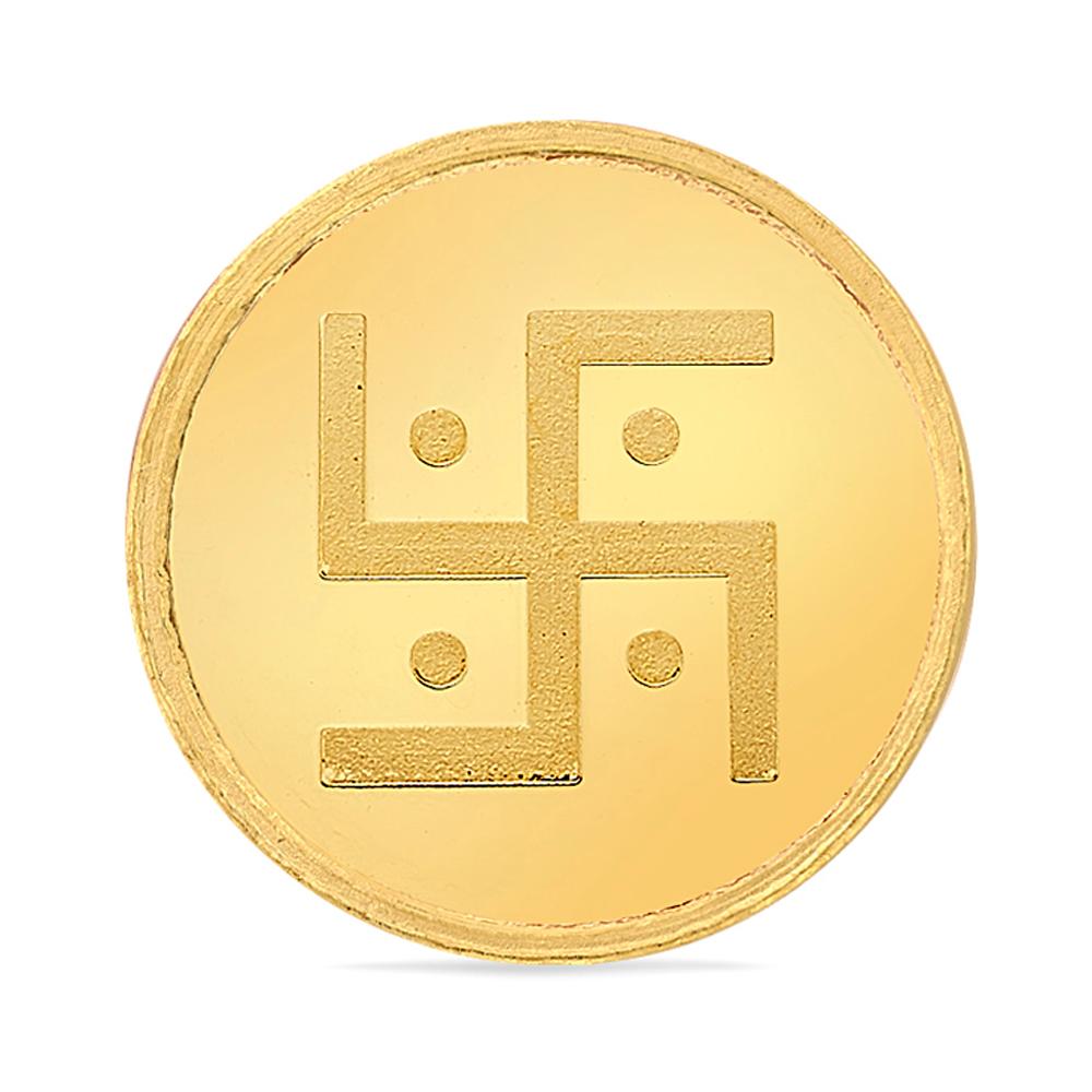 Buy 24 Karat Yellow Finish 1 Gram Swastik Gold Coin