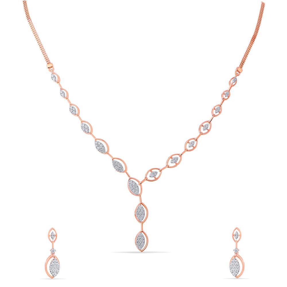 Buy 18 Karat Gold & Diamond Necklace Set