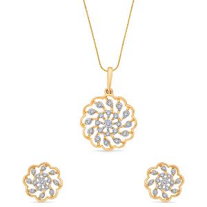 Buy 18 Karat Gold & Diamond Pendant Set