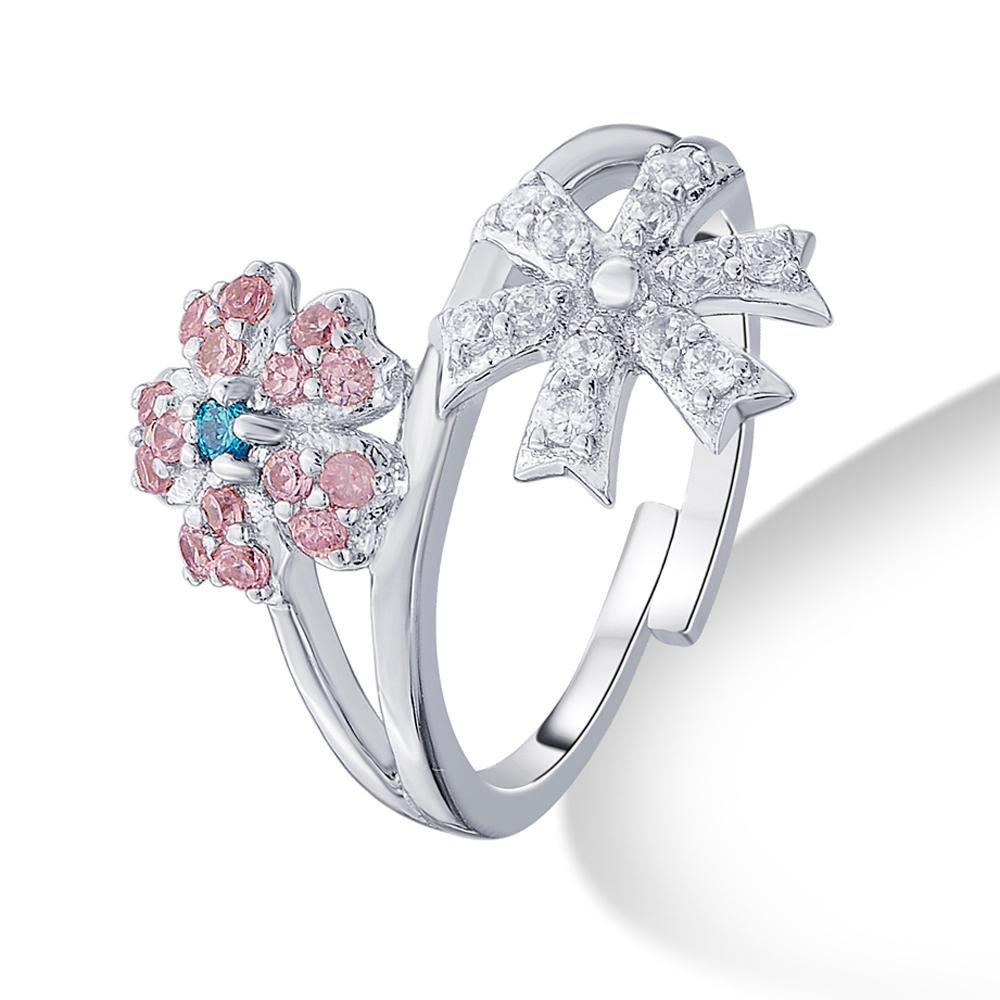 Buy Pink Petals Silver Ring