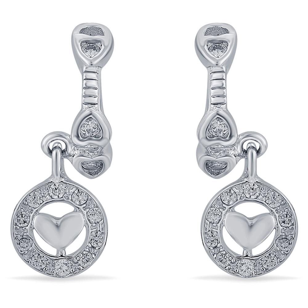 Buy Heart & Halo Silver Drop Earrings