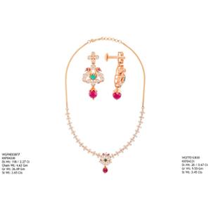 Buy 22 Karat Gold & Diamond Necklace Set
