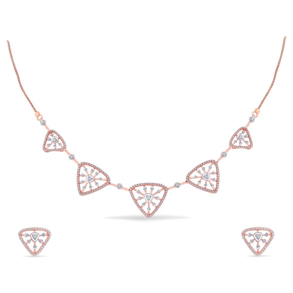 Buy 18 Karat Gold & Diamond Necklace Set
