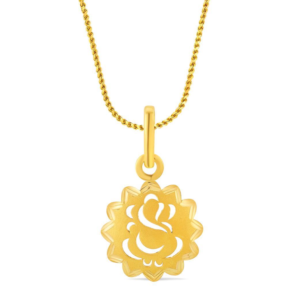 Buy Ganesha Silhouette Gold Pendant with Sunburst Border