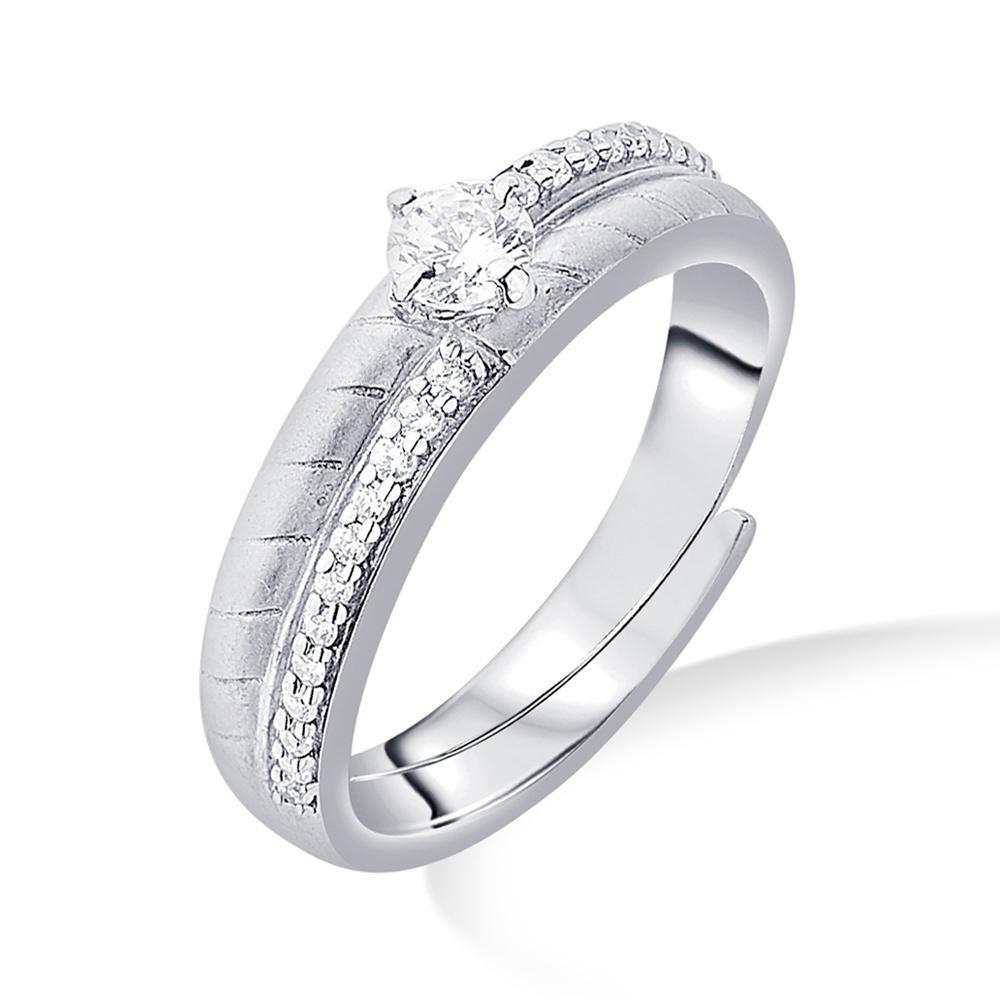 Buy Double Band Silver Ring with Crystal Detail