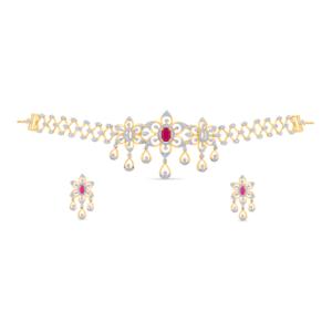 Buy 14 Karat Gold & Diamond Necklace Set