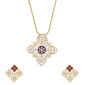 Buy 14 Karat Gold & Diamond Pendant Set