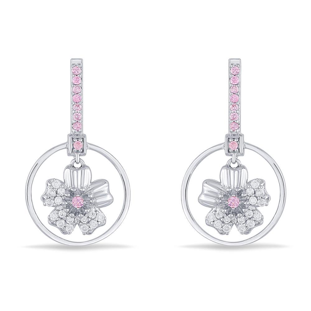 Buy Pink Champagne Silver Dangler Earrings