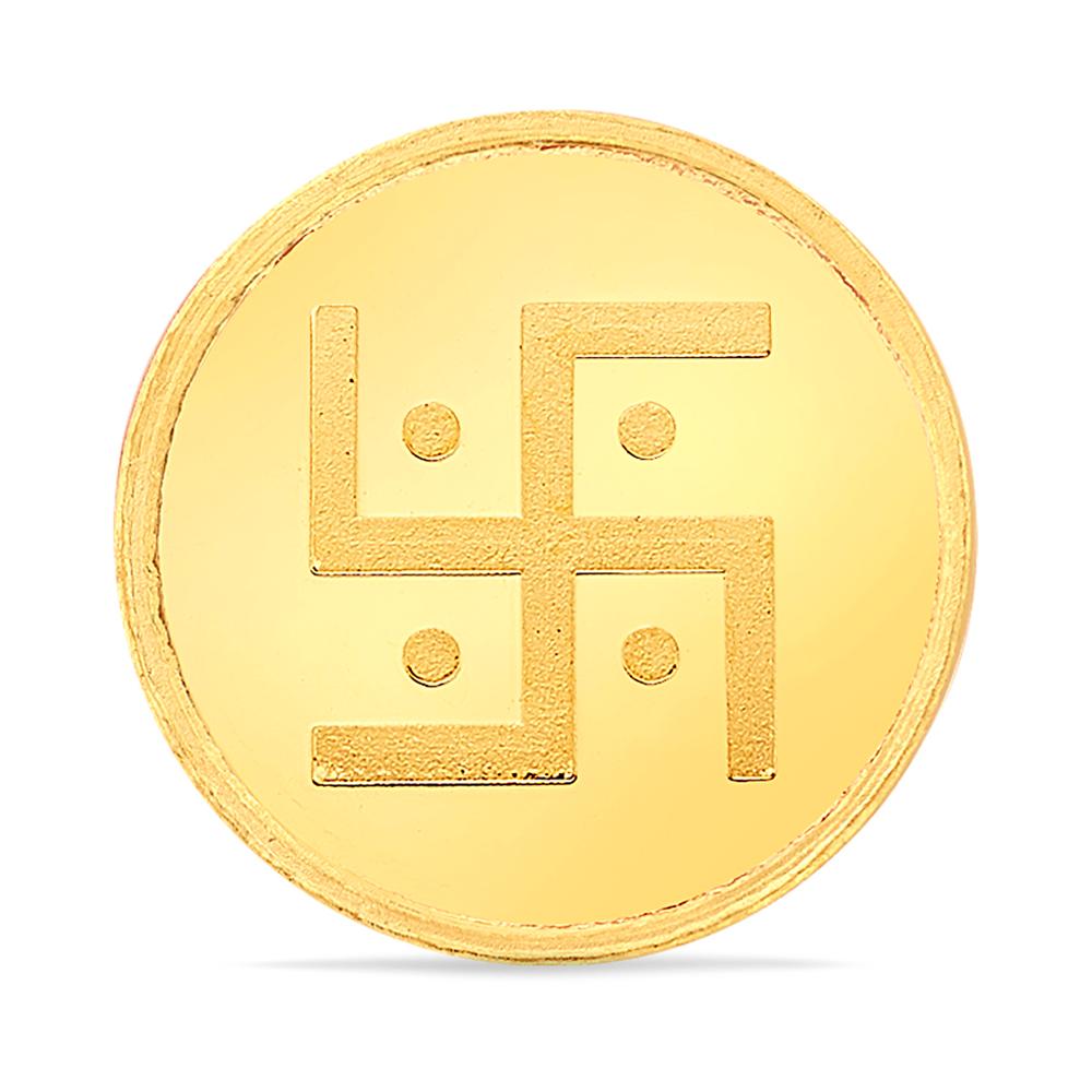 Buy 24 Karat Yellow Finish 4 Grams Swastik Gold Coin