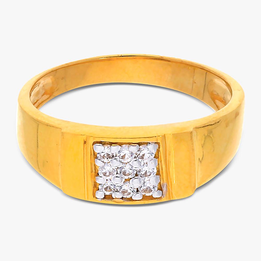 Buy Two Tone Plated Square Design 22Kt Gold & Cubic Zircon Ring