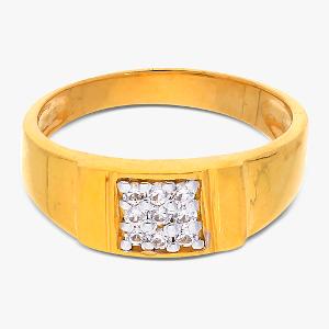 Buy Two Tone Plated Square Design 22Kt Gold & Cubic Zircon Ring