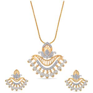 Buy 14 Karat Gold & Diamond Pendant Set
